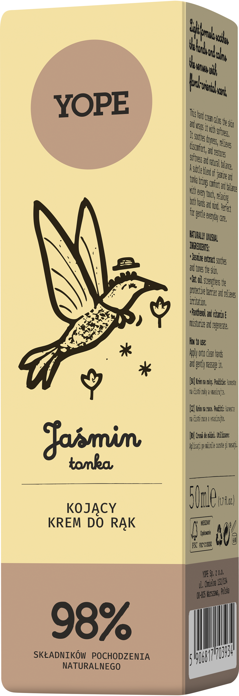 Yope Kojący Krem do Rąk Jaśmin Tonka 50ml