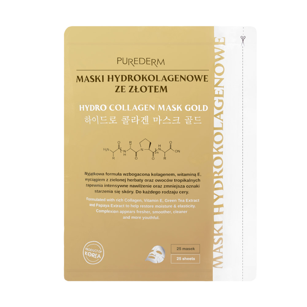 Purederm Maski Hydrokolagenowe ze Złotem 25 Sztuk