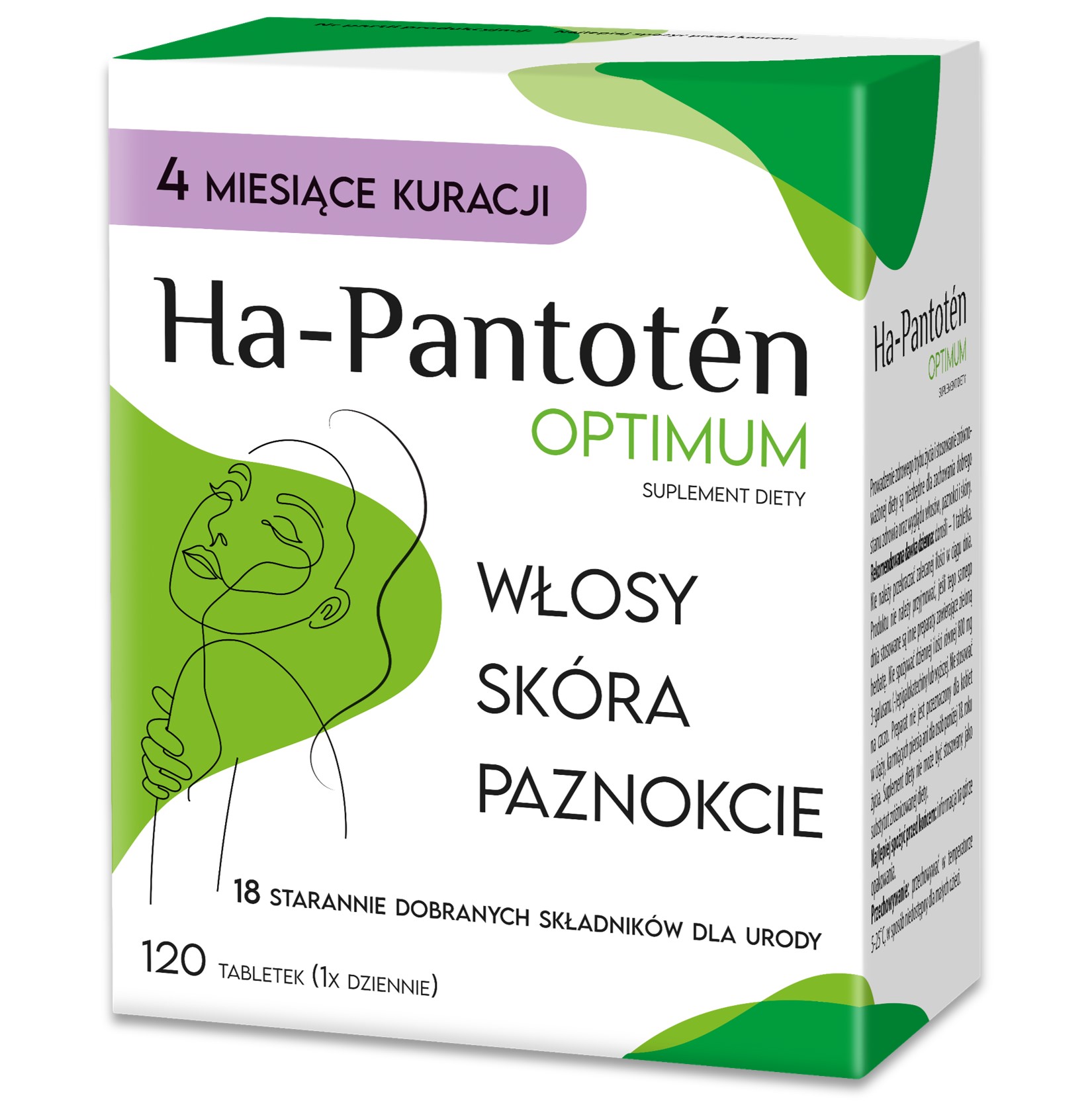Ha-Pantoten Optimum Suplement Diety Włosy Skóra i Paznokcie 120 Tabletek