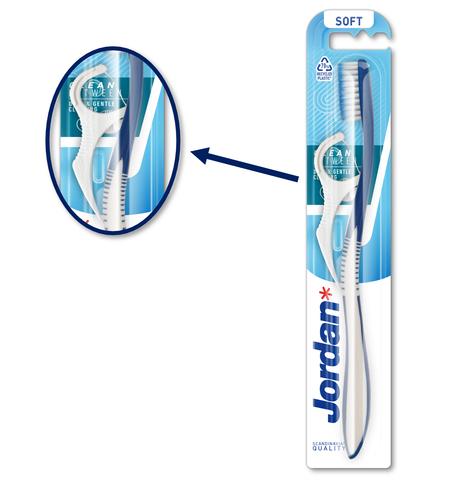 Szczoteczka do Zębów Clean Between Soft z Flosserem