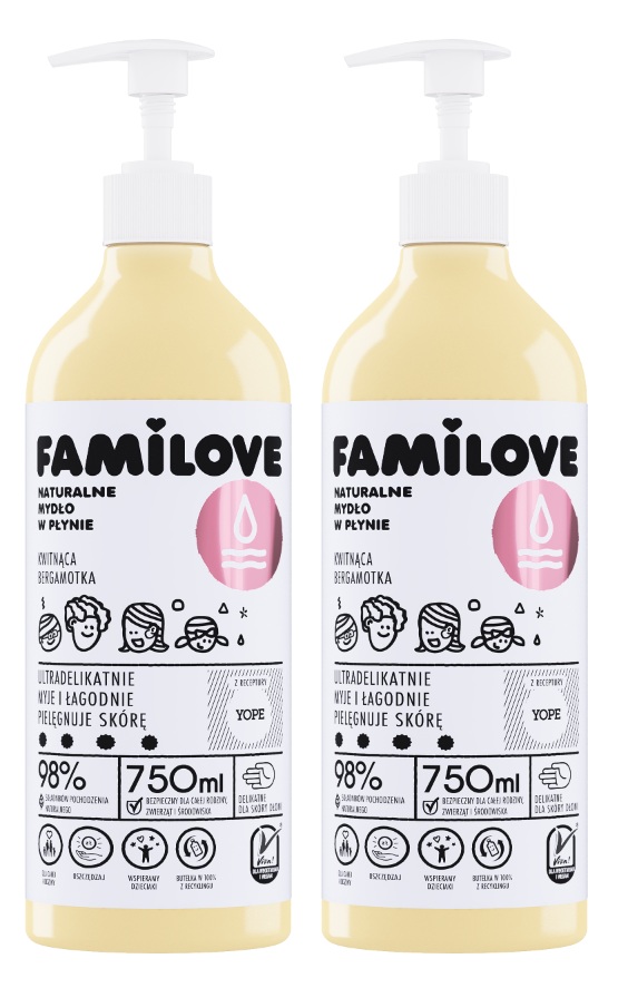 Yope Familove Naturalne Mydło w Płynie Kwitnąca Bergamotka 750ml x2 szt