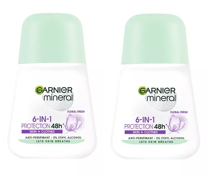 Garnier Mineral Antyperspirant Roll-On 6-in-1 Protection 48h Floral Fresh x2 szt