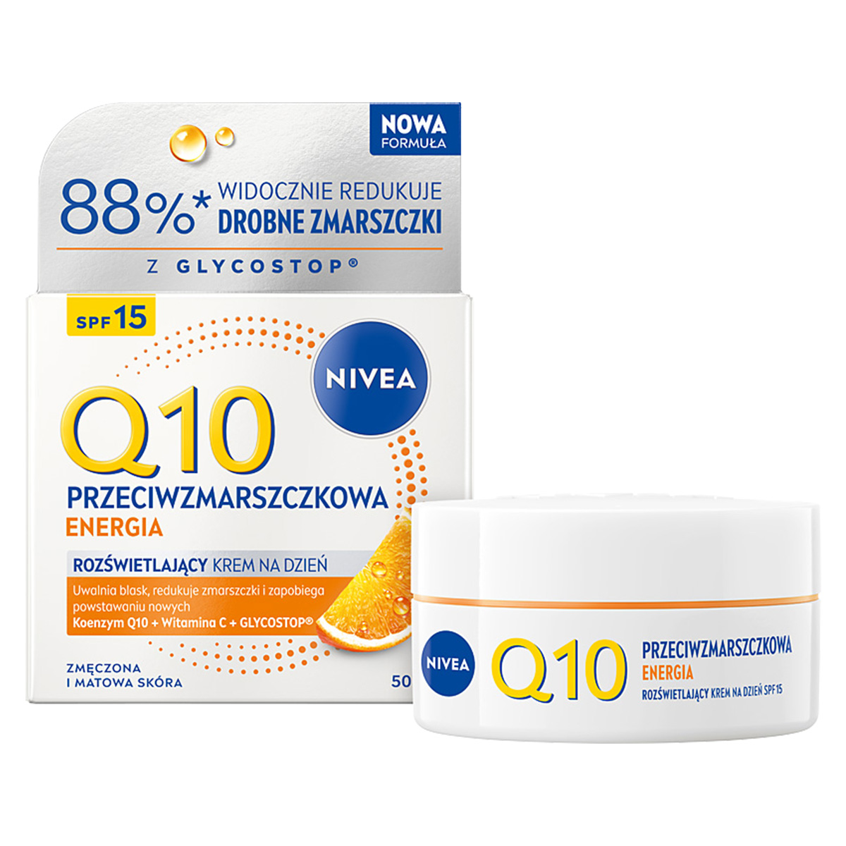 NIVEA Q10 Przeciwzmarszczkowa Energia Rozświetlający Krem na Dzień SPF15 50ml