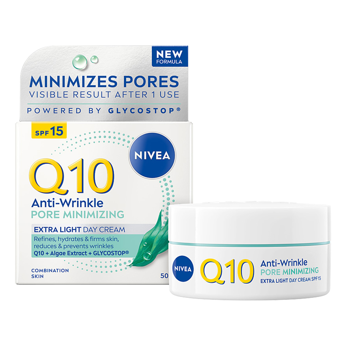 NIVEA Q10 Anti-Wrinkle Pore Minimalizing Przeciwzmarszczkowe Wygładzenie Lekki Krem na Dzień 50ml