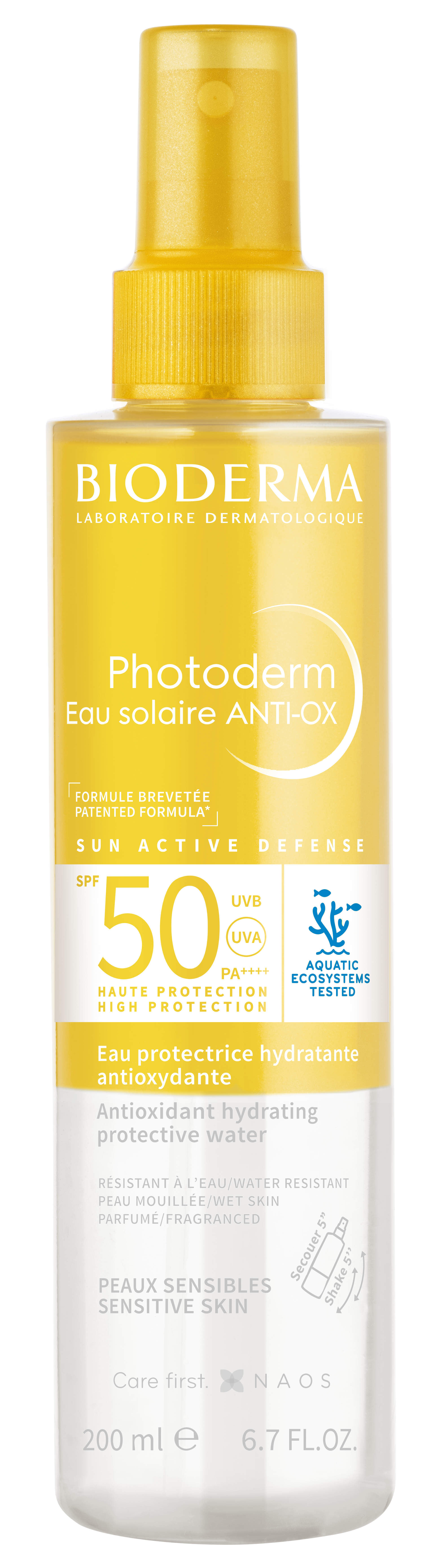 Bioderma Photoderm Eau Solaire Anti-Ox Dwufazowa Ochrona Przeciwsłoneczna z Filtrem SPF50+ do Twarzy Ciała i Włosów 200ml