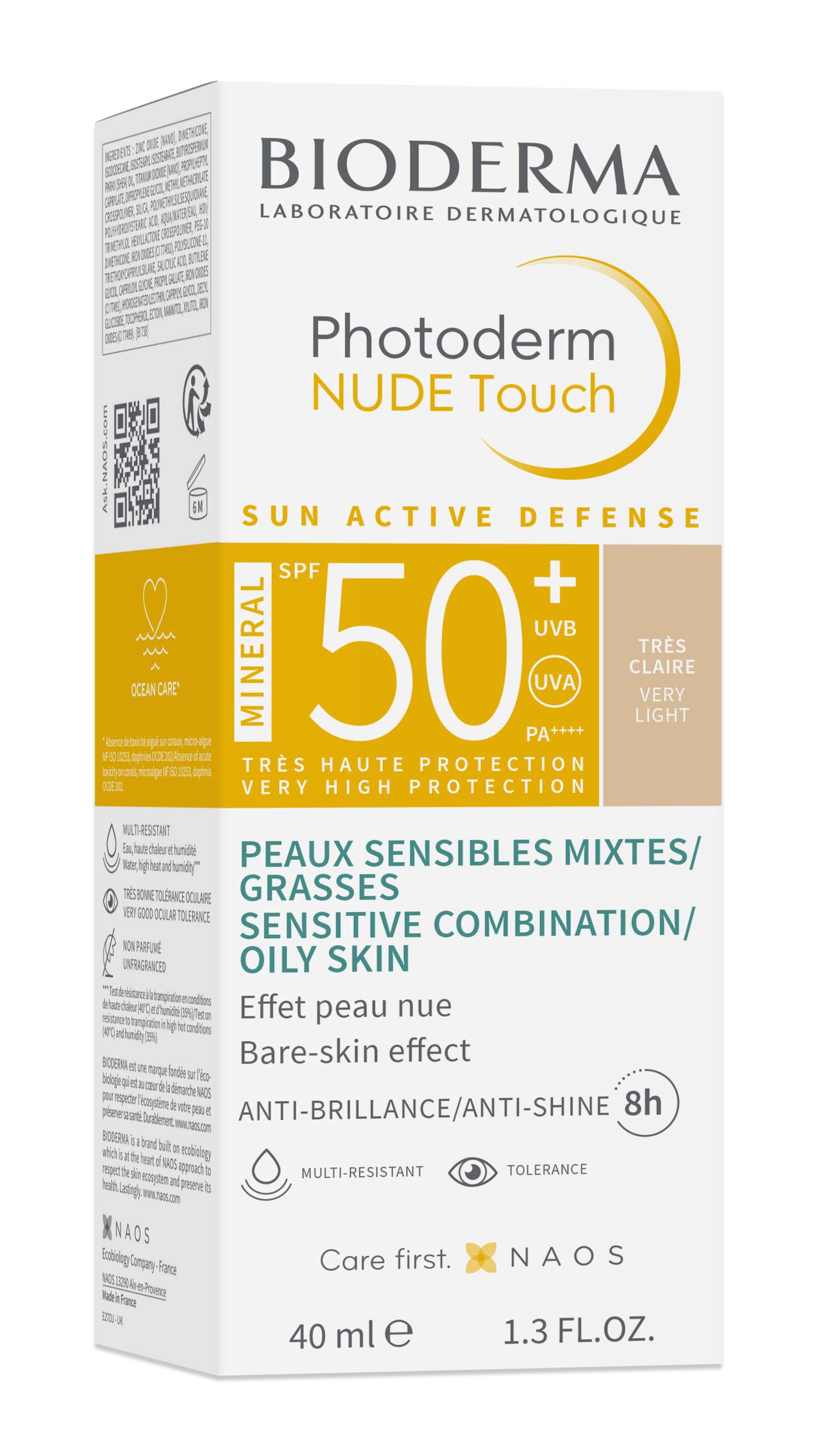 Bioderma Photoderm Nude Touch Mineral Podkład Mineralny z Efektem Nude SPF50+ Odcień Bardzo Jasny 40ml