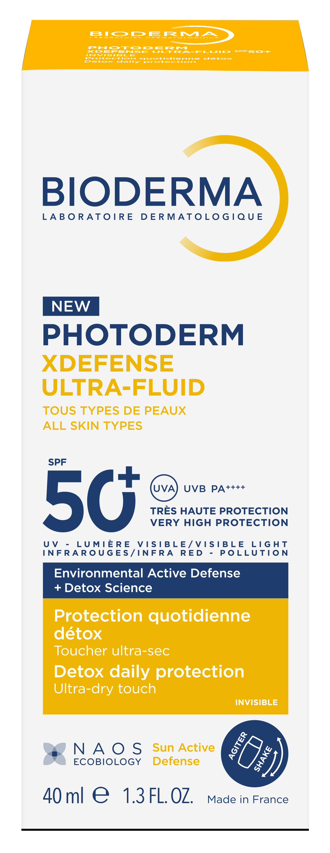 Bioderma Photoderm Xdefense Ultra-Fluid Ochronny Ultralekki Fluid Z Filtrem SPF50+ o Działaniu Detoksykującym Bezbarwny 40ml