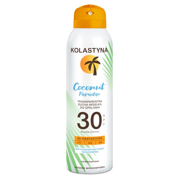 Coconut Paradise Transparentna Sucha Mgiełka do Opalania z Filtrem SPF30