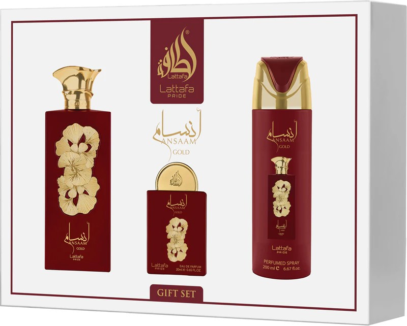 Pride Ansaam Gold Zestaw dla Kobiet Woda Perfumowana+ + Dezodorant + Atomizer