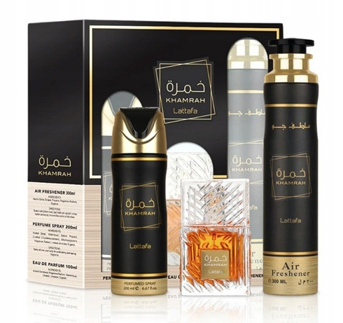 Khamrah Zestaw Unisex Woda Perfumowana + Dezodorant + Odświeżacz Powietrza