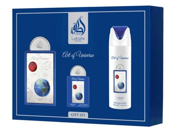 LATTAFA Pride Art of Universe Zestaw dla Mężczyzn Woda Perfumowana 100ml+20ml + Dezodorant + Atomizer