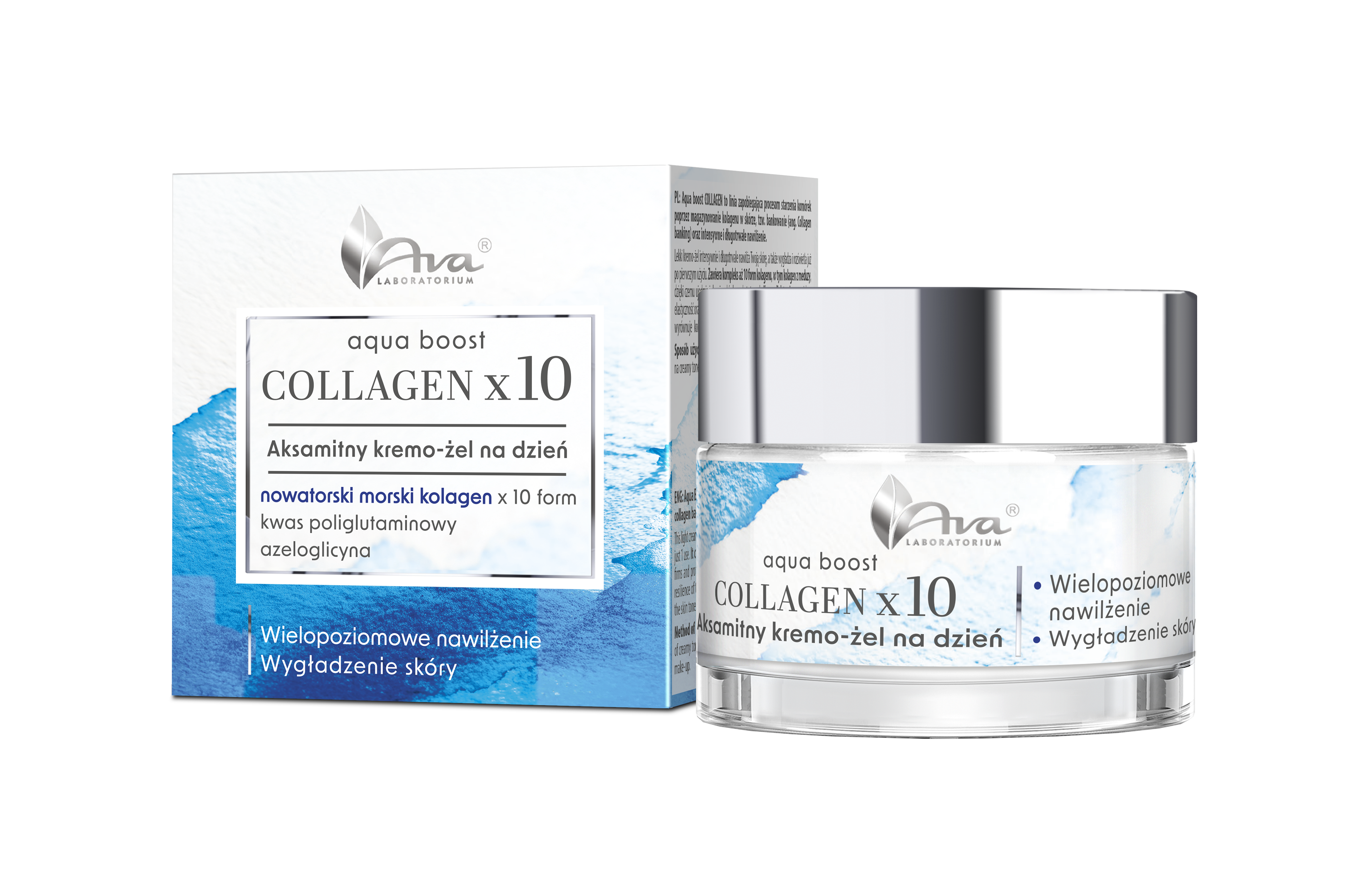 AVA Aqua Boost Collagen x10 Aksamitny Kremo-Żel do Twarzy na Dzień 50ml