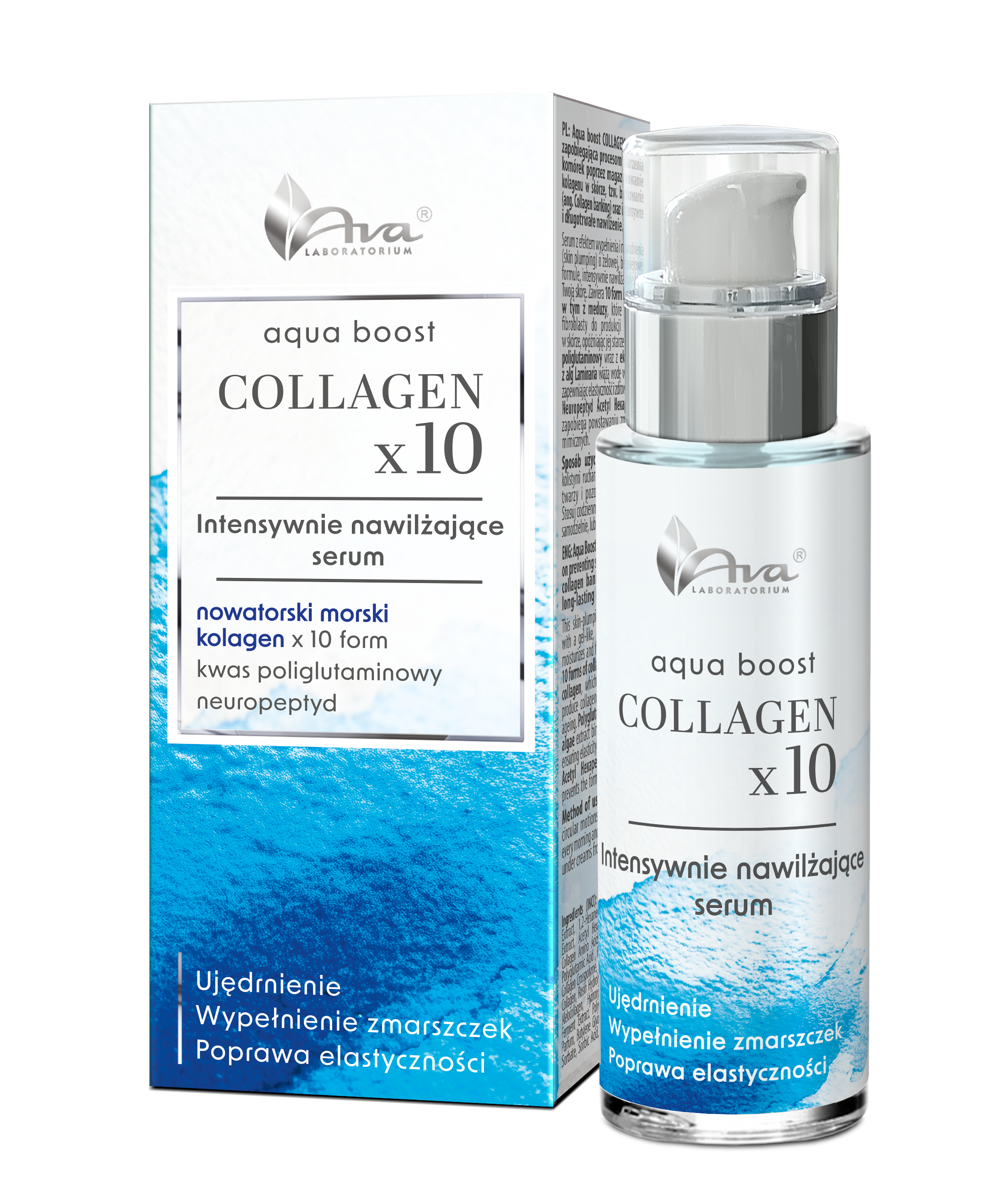AVA Aqua Boost Collagen x10 Intensywnie Nawilżające Serum do Twarzy 30ml