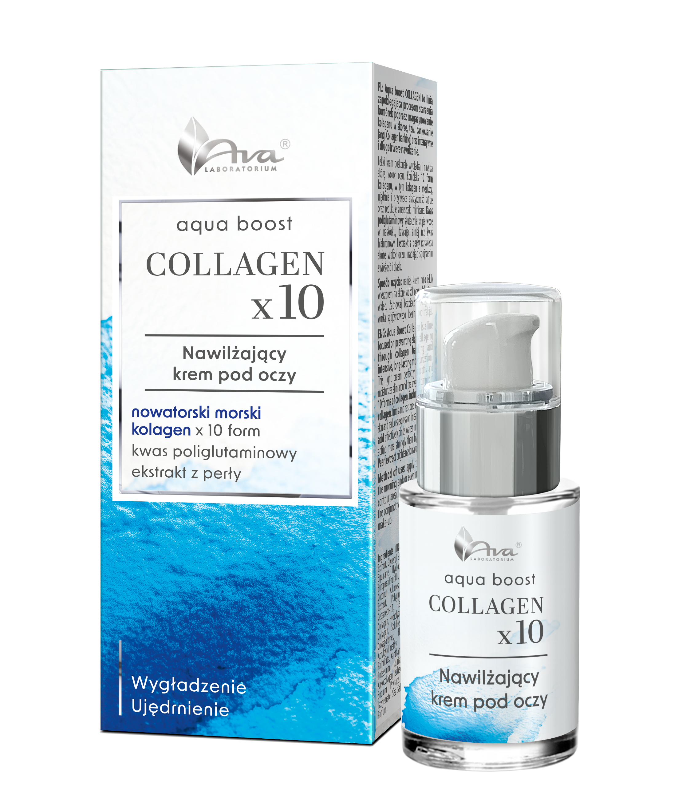AVA Aqua Boost Collagen x10 Mikroigłowe Nawilżający Krem pod Oczy 15ml