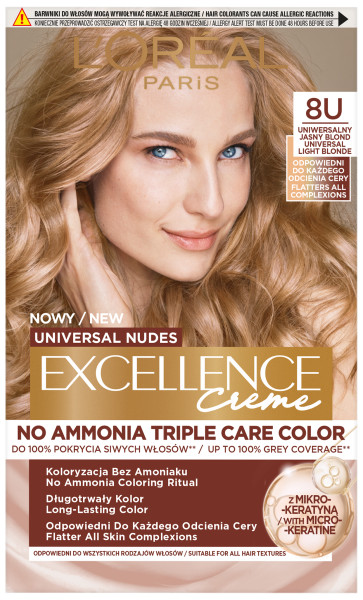 Loreal Excellence Creme Farba do Włosów 8U Uniwersalny Jasny Blond