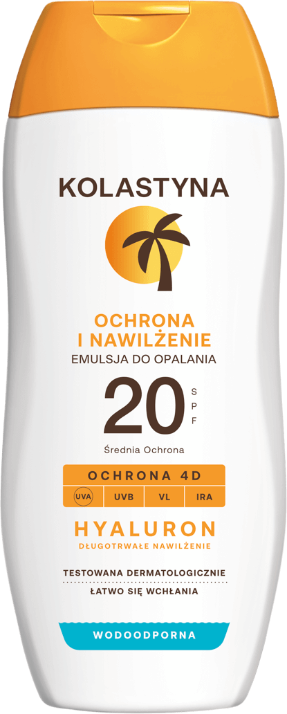 Kolastyna Ochrona i Nawilżenie Wodoodporna Emulsja do Opalania z Filtrem SPF20 200ml