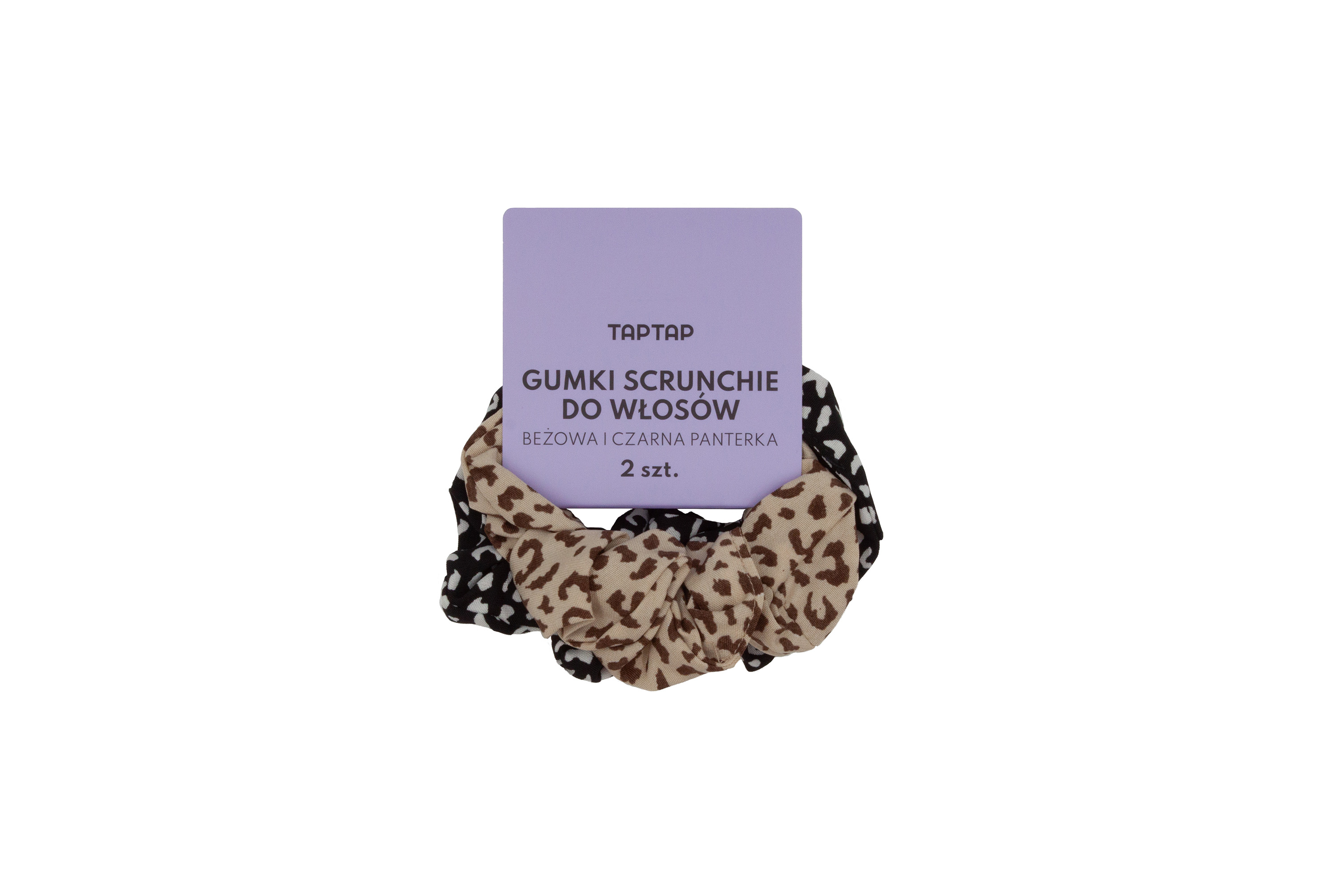 TAPTAP Gumki do Włosów Scrunchie Panterka Beżowa i Czarna 2 Sztuki