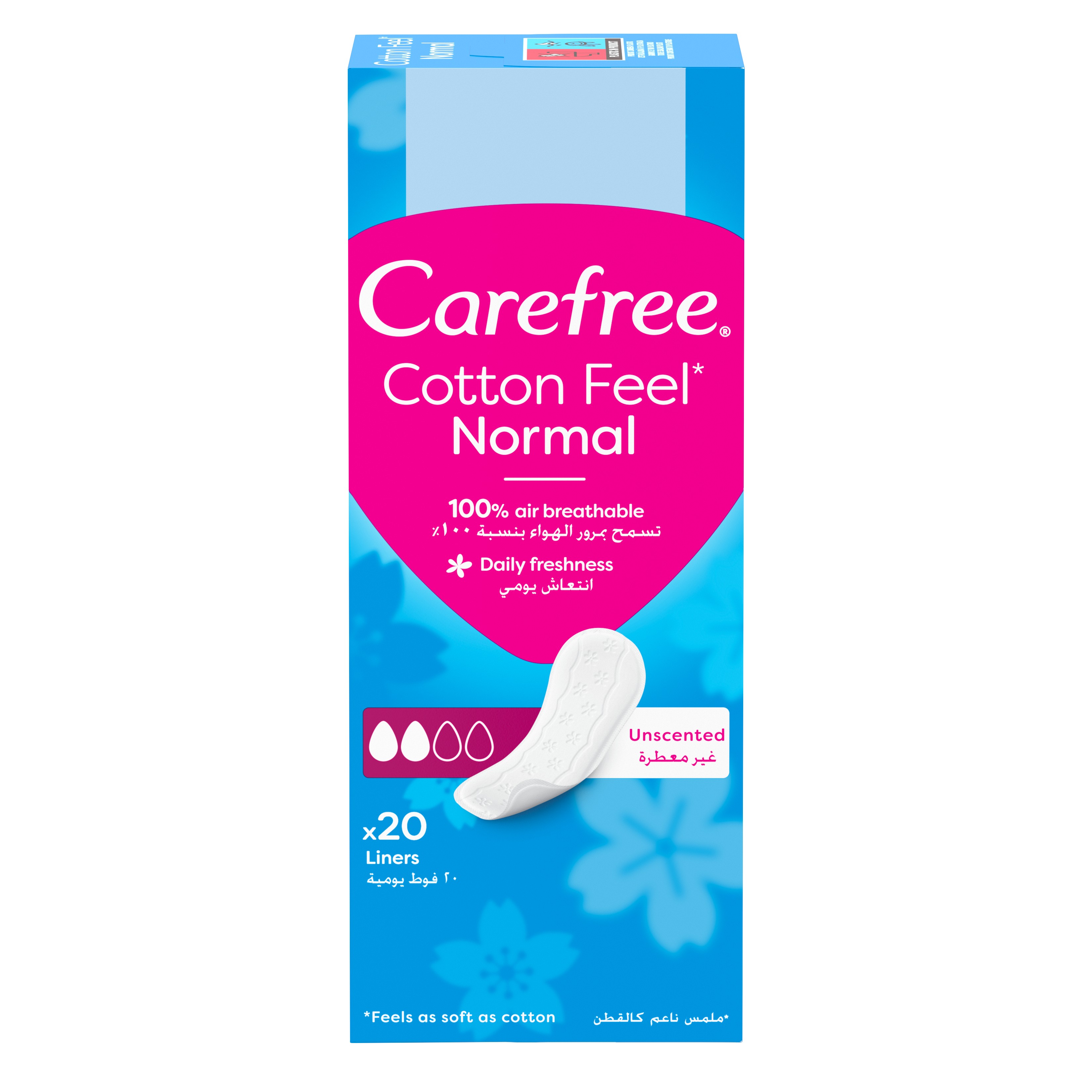Carefree Cotton Feel Normal Wkładki Higieniczne Bezzapachowe 20 Sztuk
