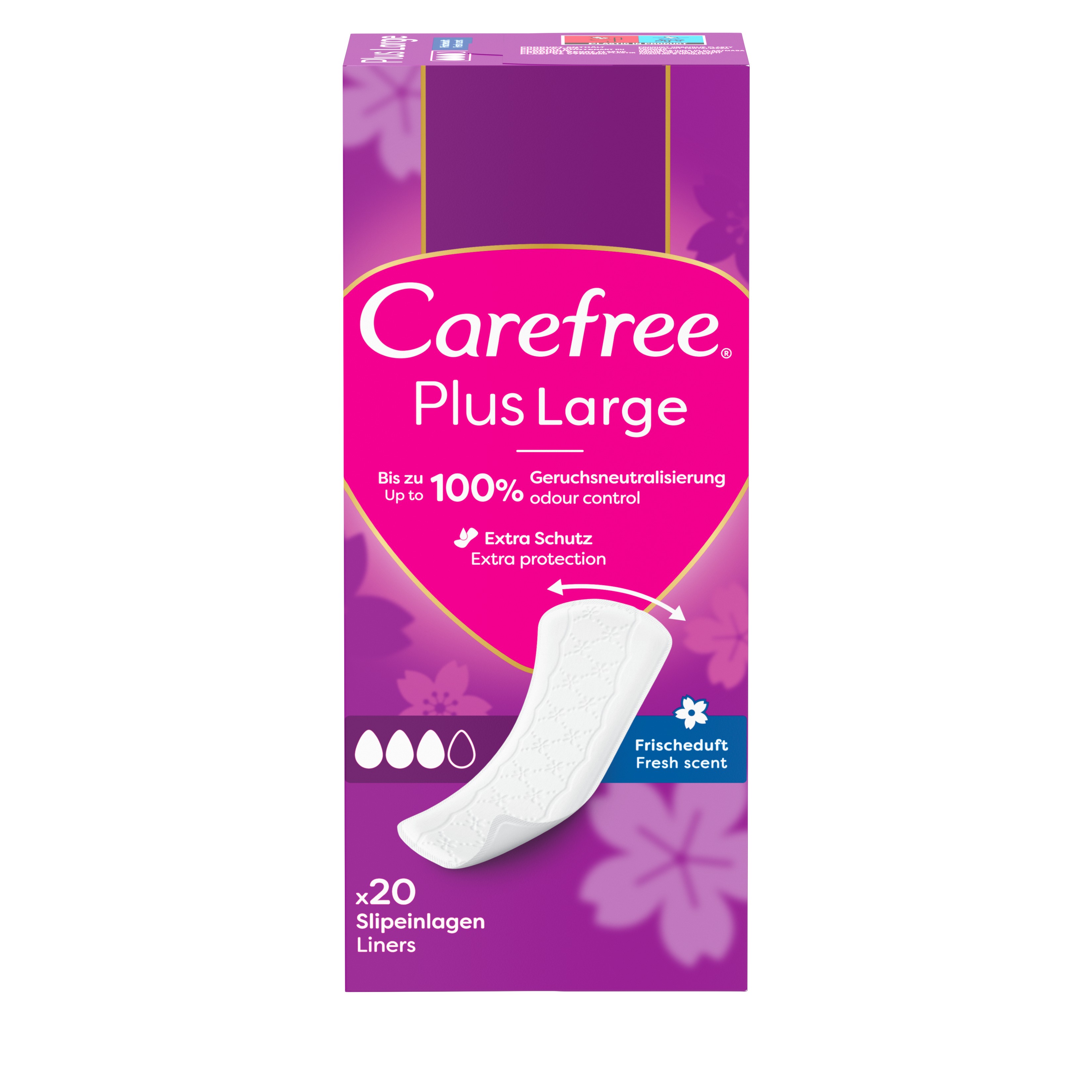 Carefree Plus Large Wkładki Higieniczne Świeży Zapach 20 Sztuk