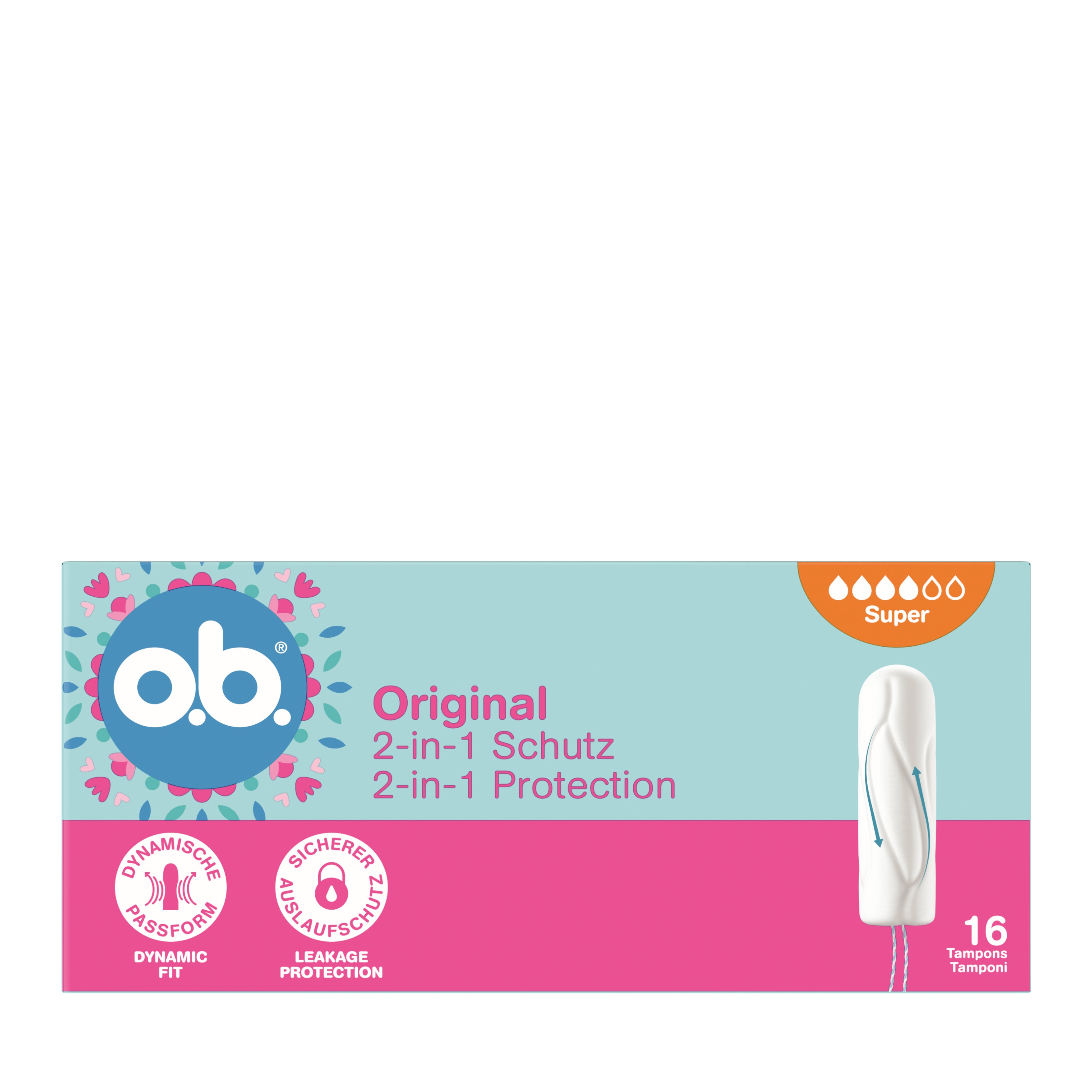 o.b. Original 2w1 Tampony Super 16 Sztuk