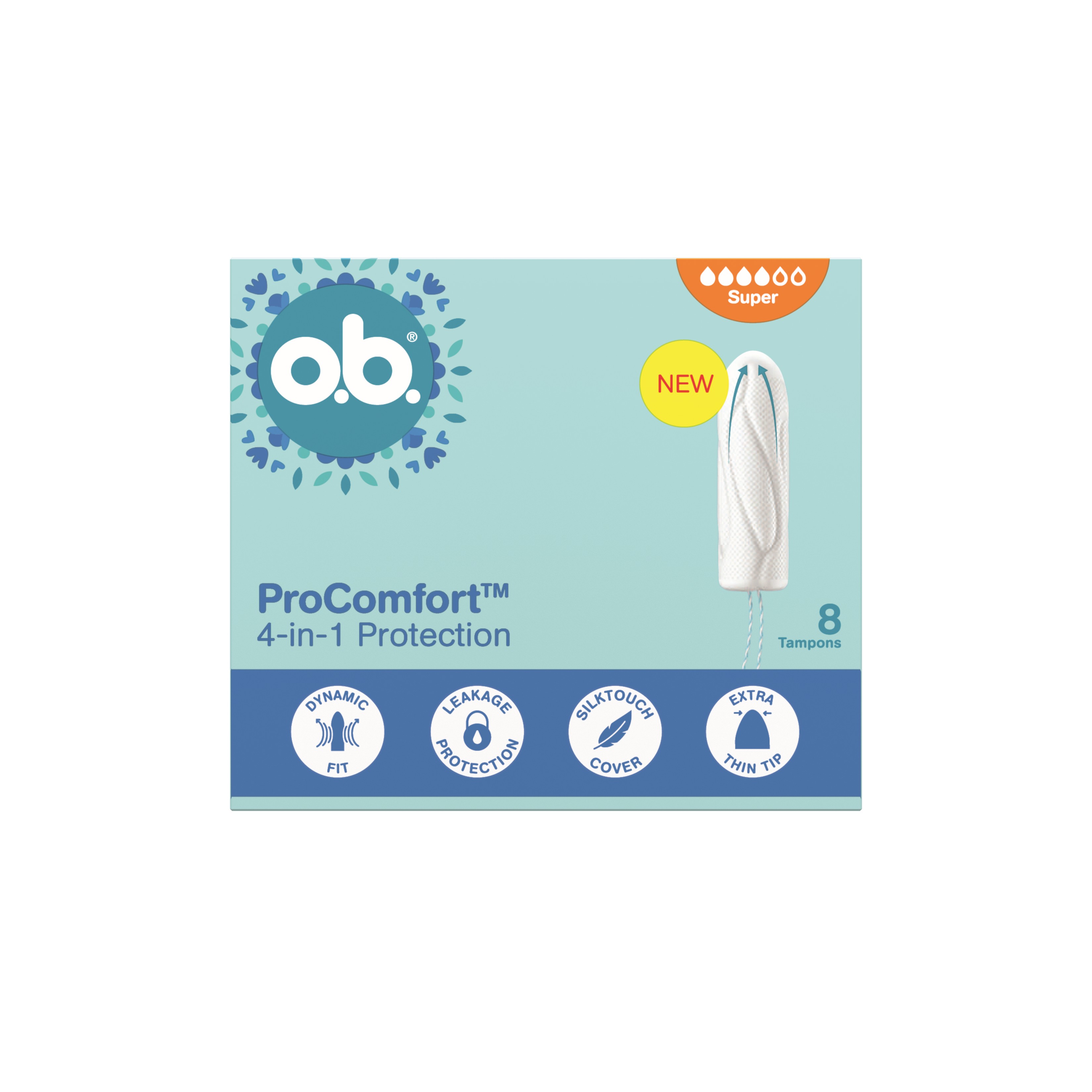 o.b. ProComfort 4w1 Tampony Super 8 Sztuk