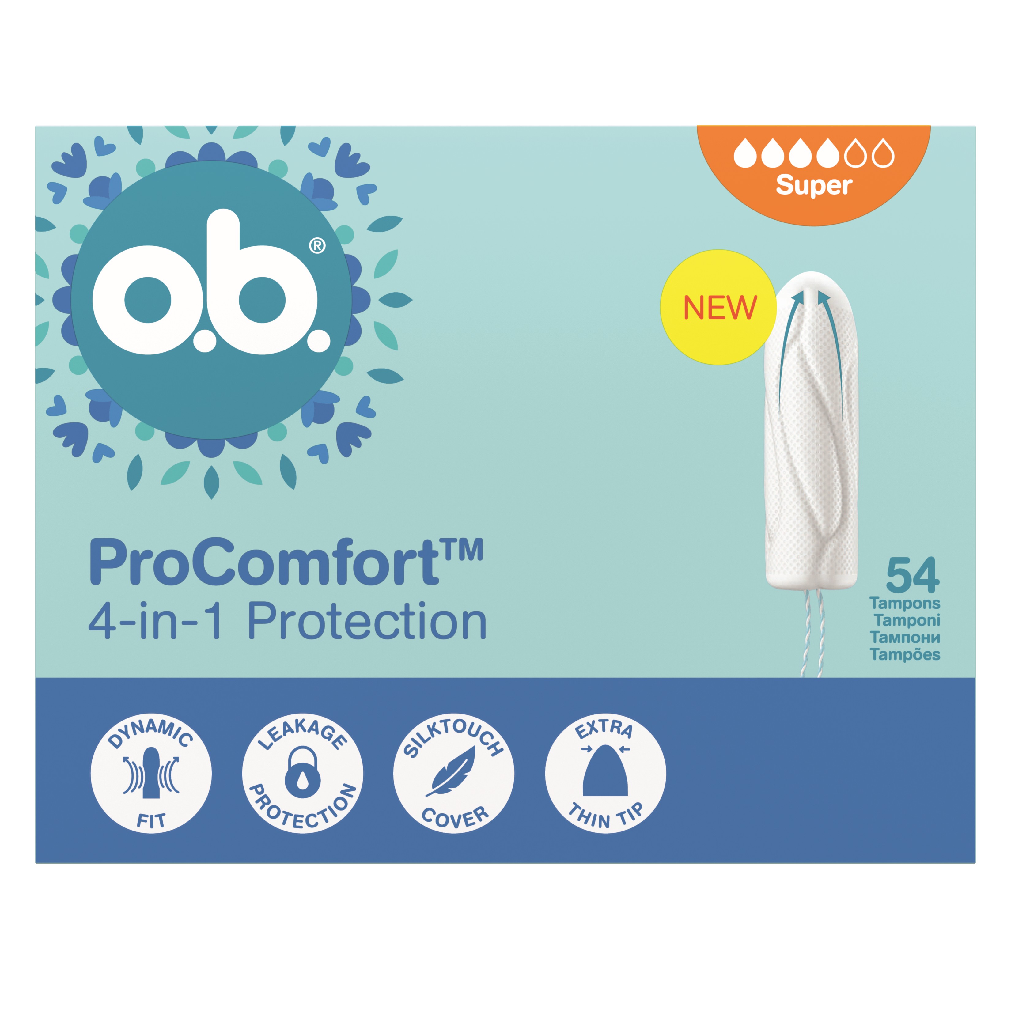 o.b. ProComfort 4w1 Tampony Super 54 Sztuki