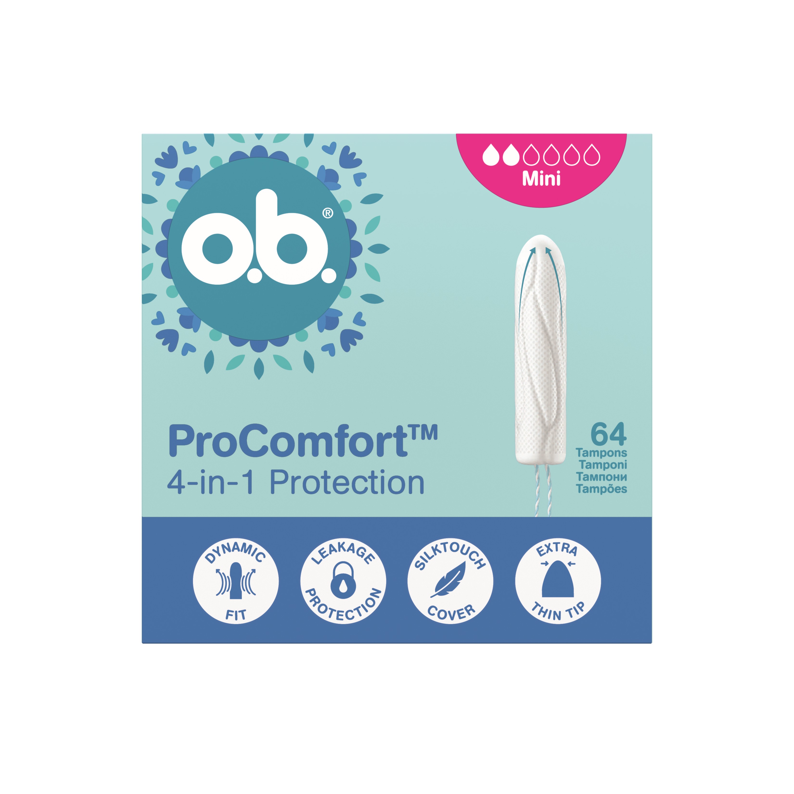 o.b. ProComfort 4w1 Tampony Mini 64 Sztuki