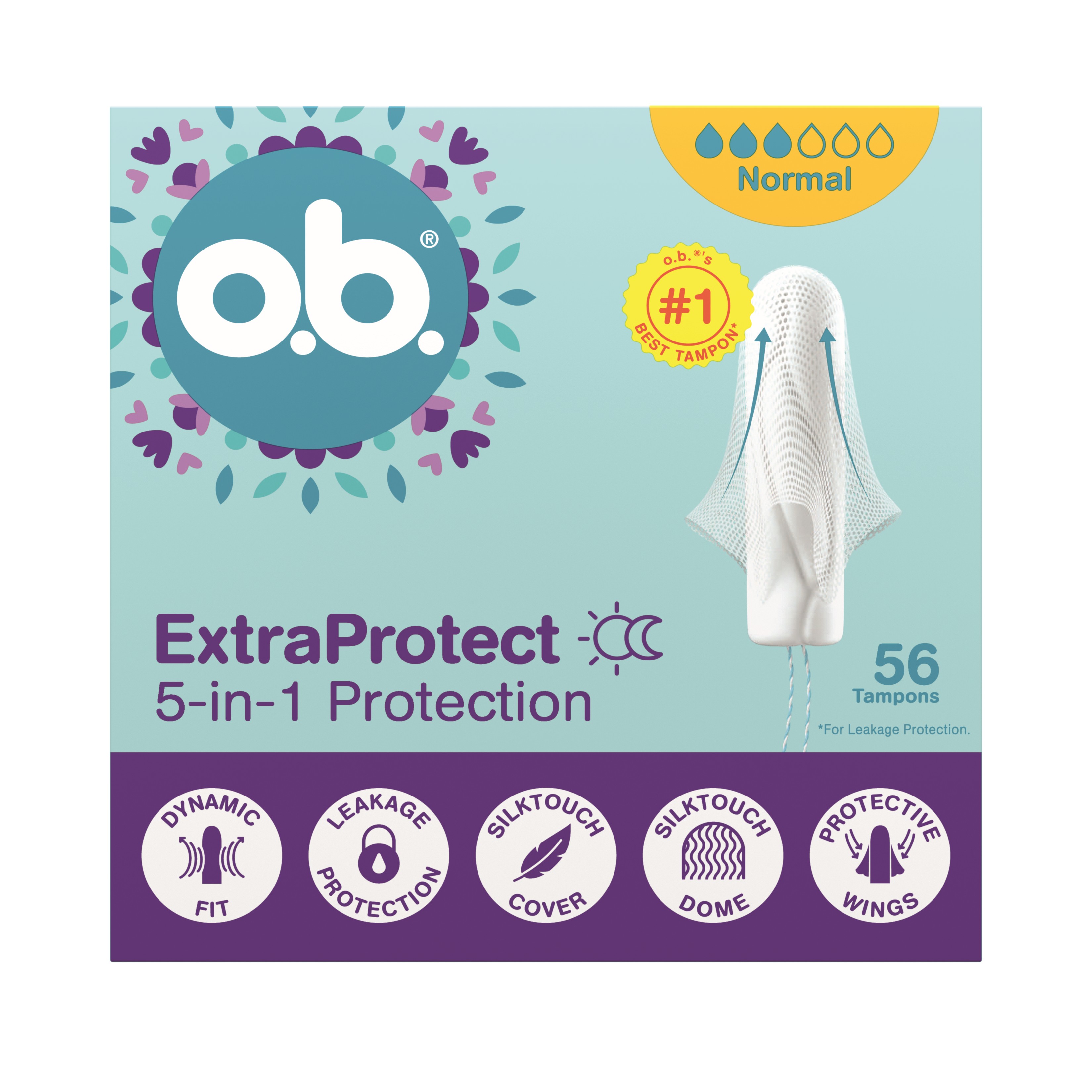 o.b. Extra Protect 5w1 Tampony Normal 56 Sztuk