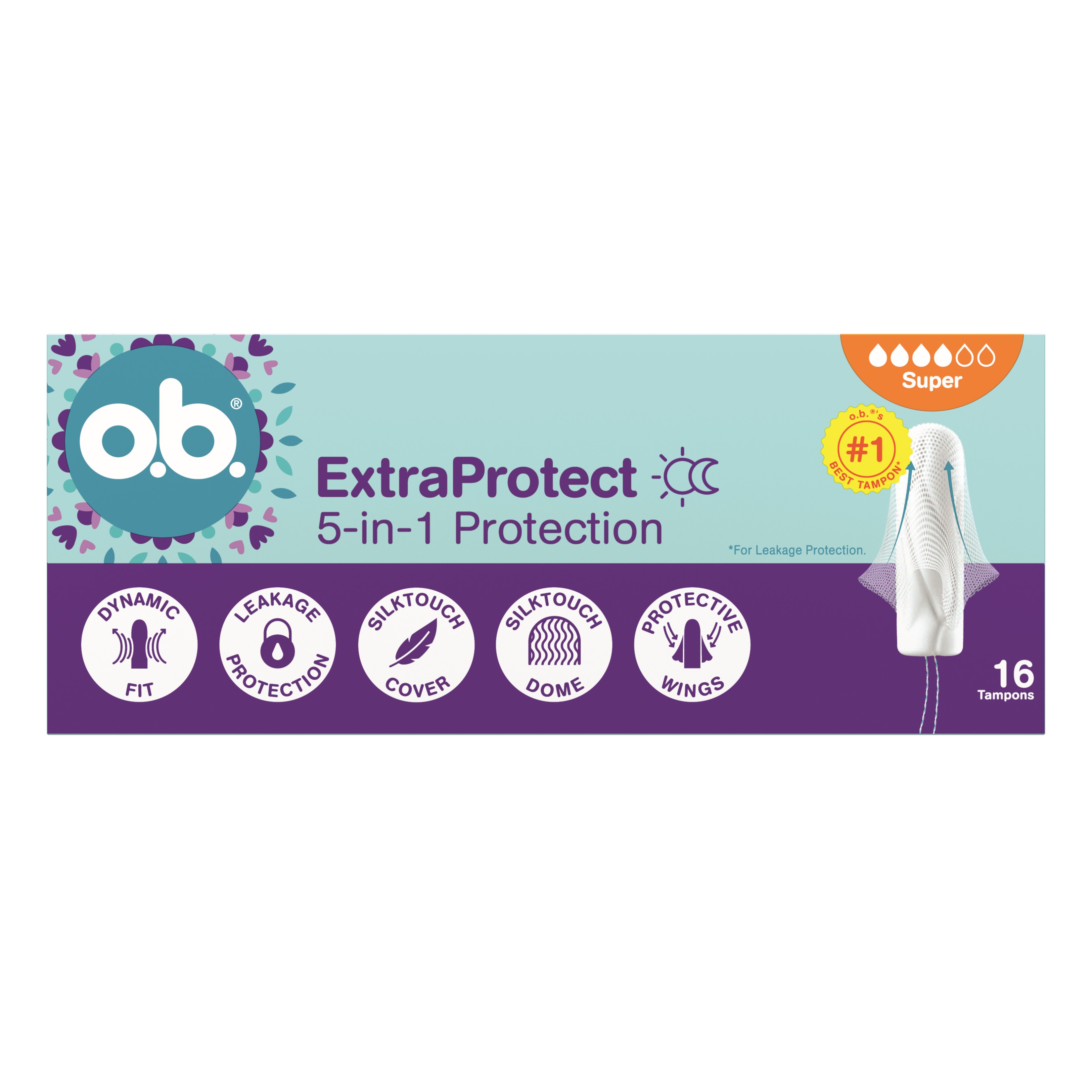 o.b. Extra Protect 5w1 Tampony Super 16 Sztuk