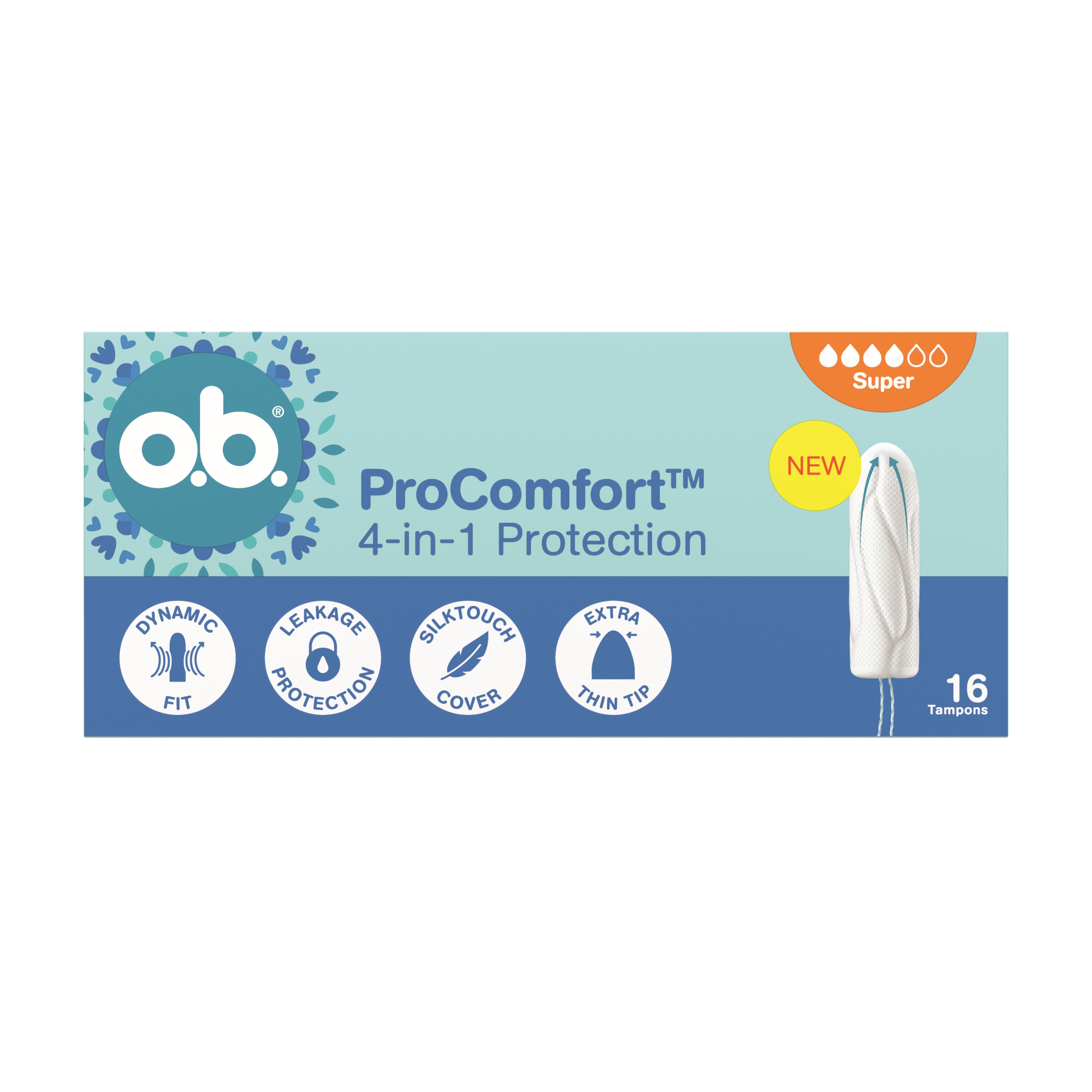 o.b. ProComfort 4w1 Tampony Super 16 Sztuk