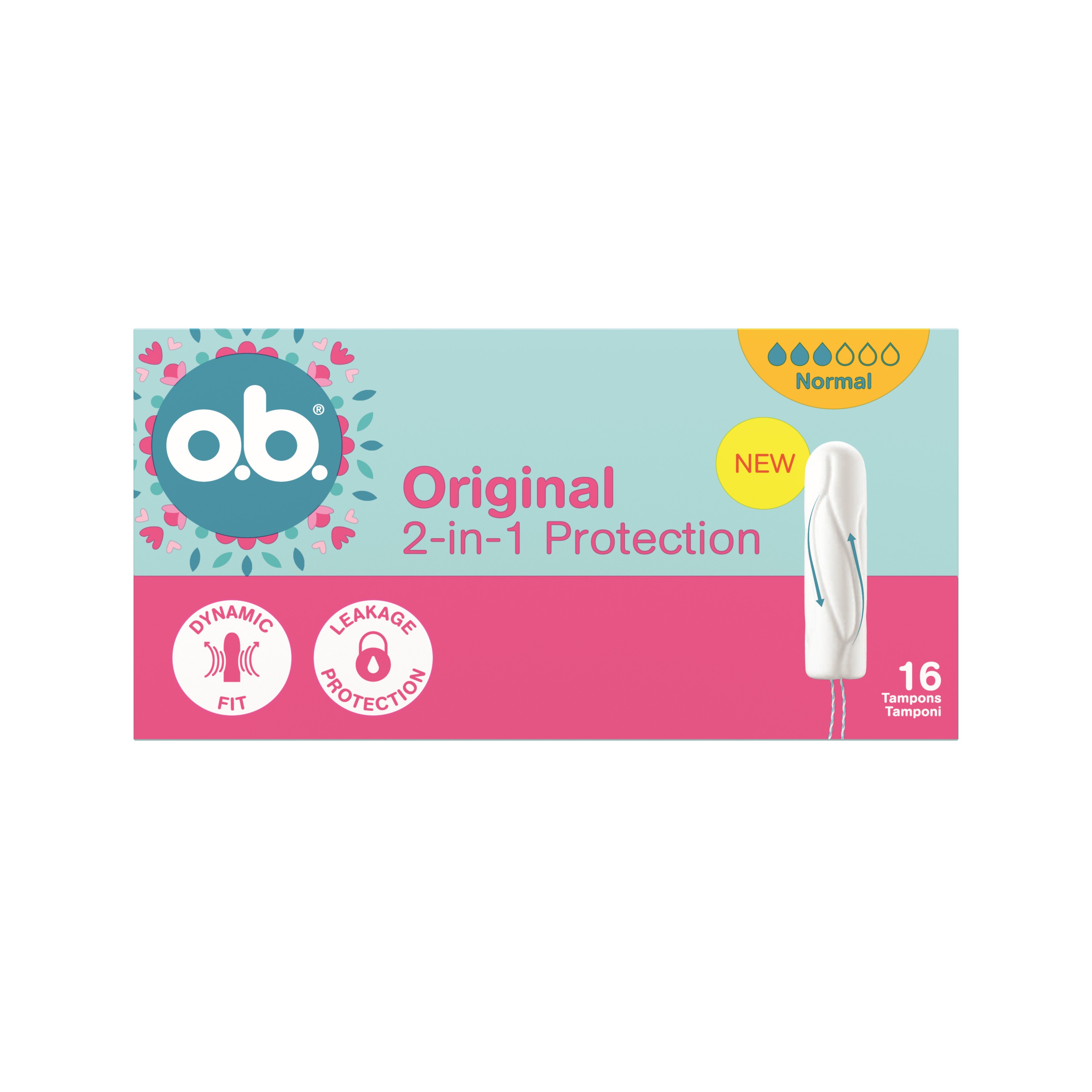 o.b. Original 2w1 Tampony Normal 16 Sztuk