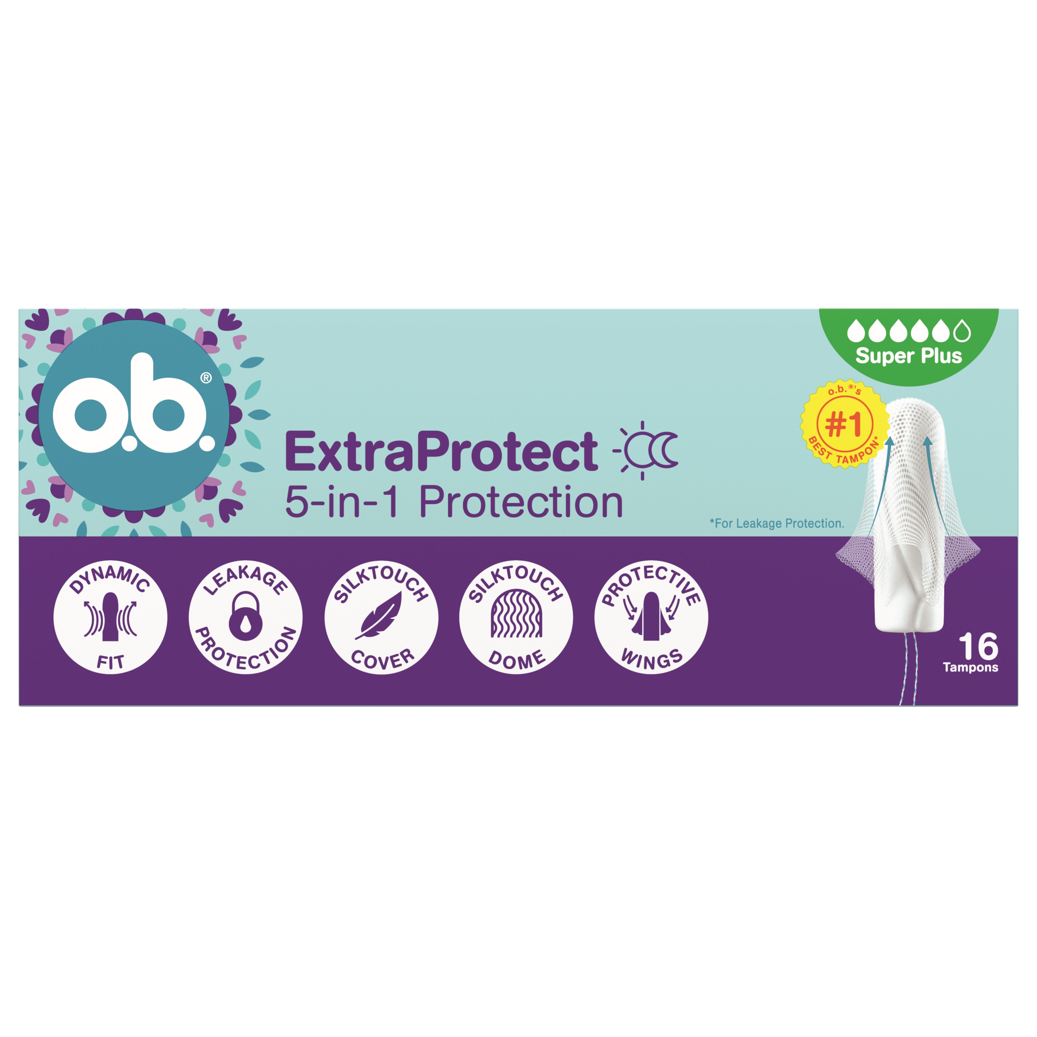 o.b. Extra Protect 5w1 Tampony Super Plus 16 Sztuk