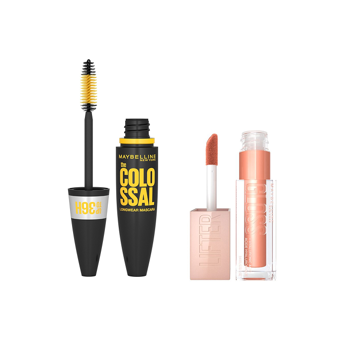 Maybelline Zestaw The Colossal Longwear 36H Wodoodporny Tusz do Rzęs + Lifter Gloss Błyszczyk do Ust 007 Amber