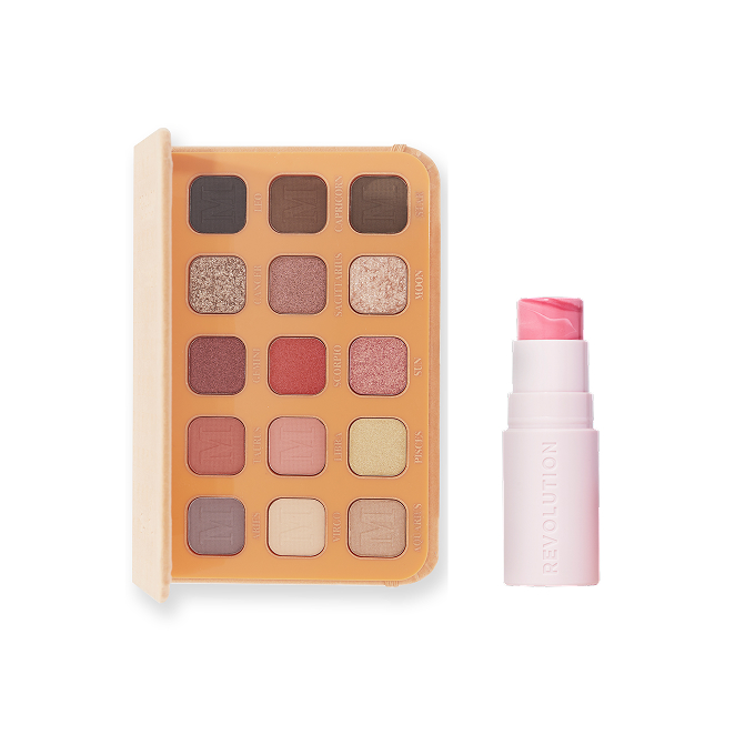 Makeup Revolution Zestaw Maffashion Paleta Cieni My Beauty Diary 2.0 + Silk Blush Róż w Sztyfcie Pinched Light Pink