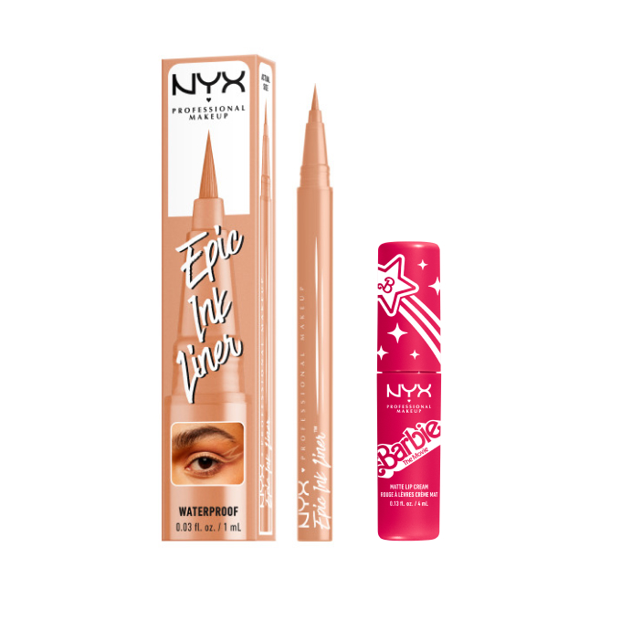 NYX Professional Makeup Zestaw Pomadka do Ust Barbie 02 Perfect Day Pink + Eyeliner w Pisaku 06 Lil Toasty