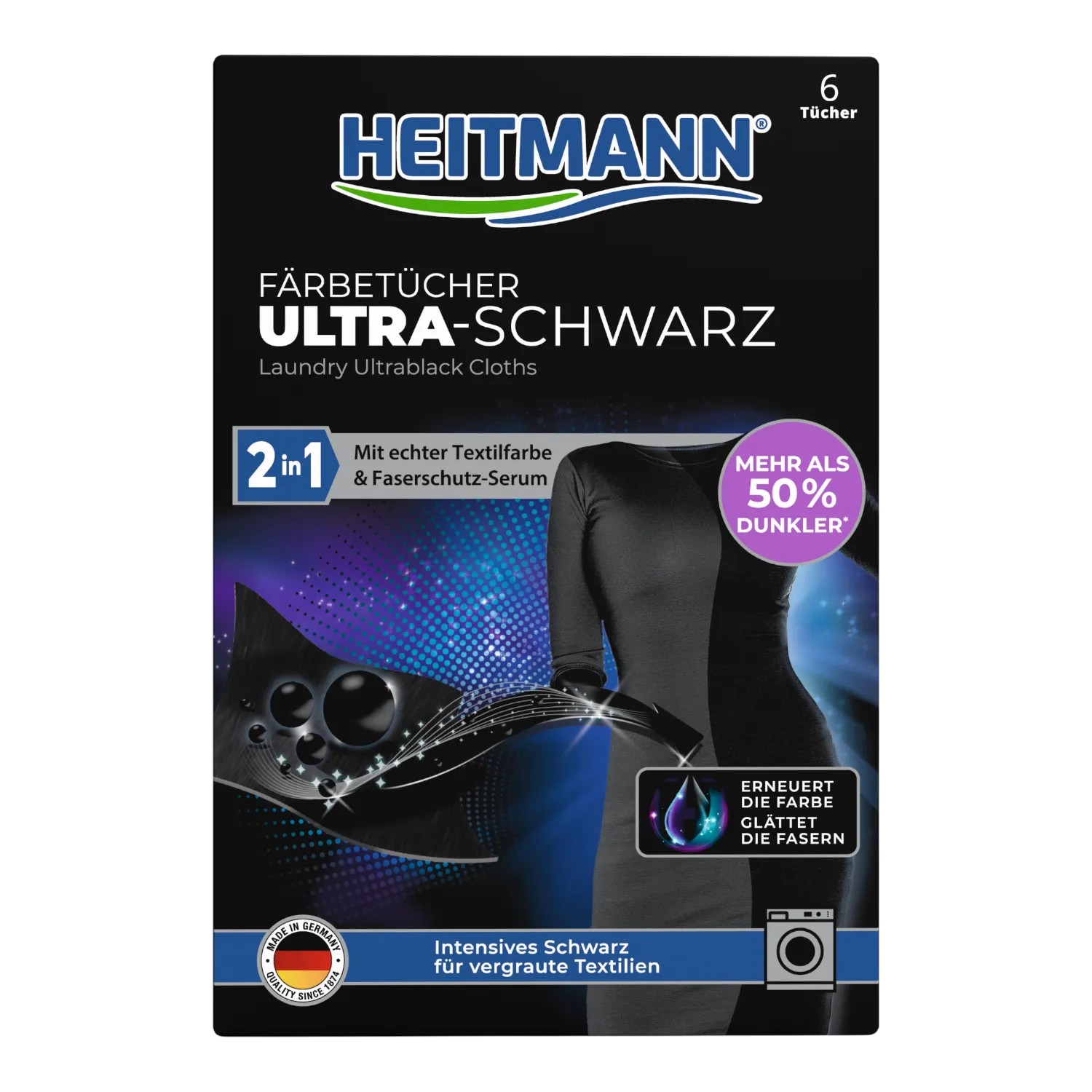 Heitmann Chusteczki Przywracające Czerń Ultra 6 Sztuk