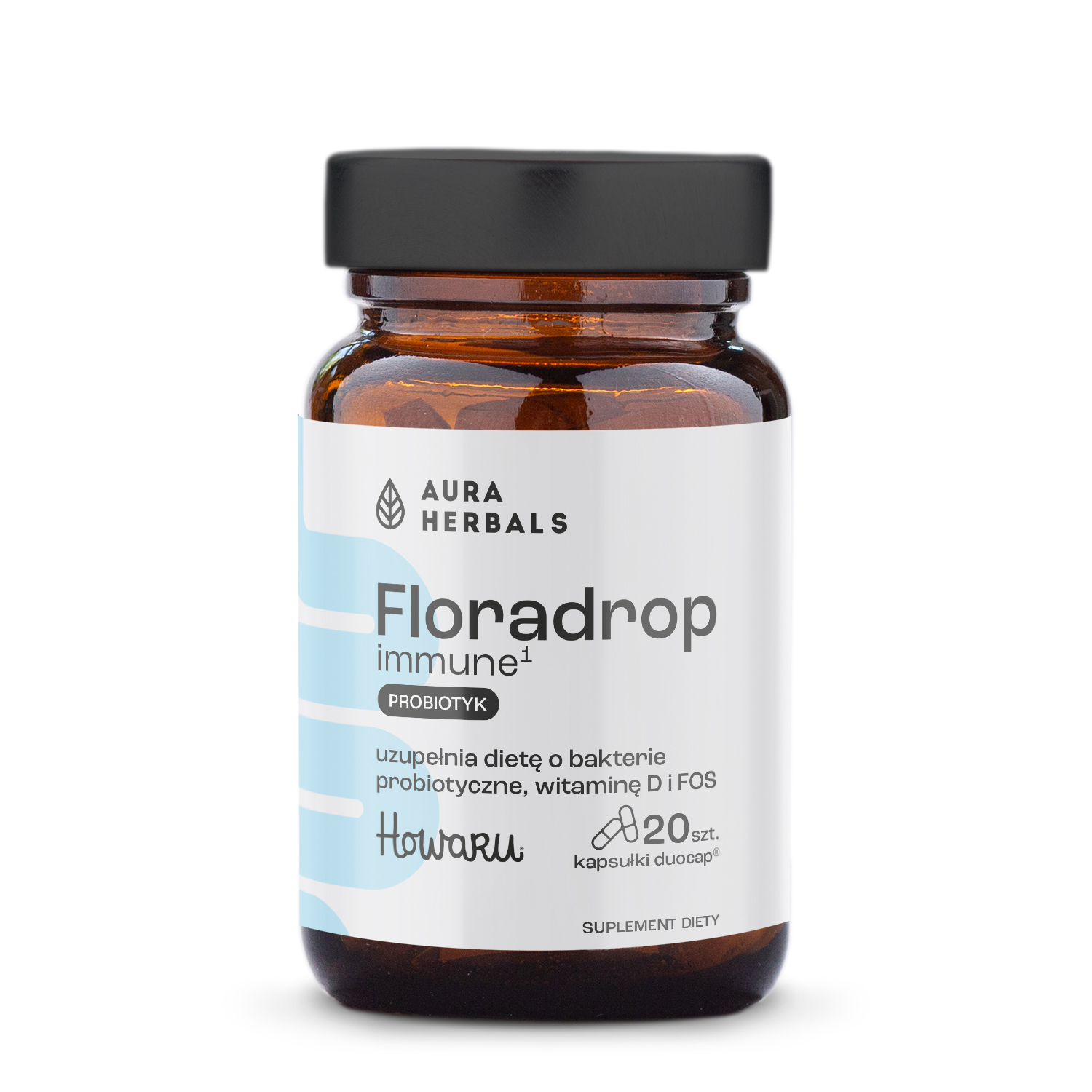 Aura Herbals Floradrop Immune¹ Probiotyk Suplement Diety 20 Kapsułek Krótka Data Ważności 06.08.2026r