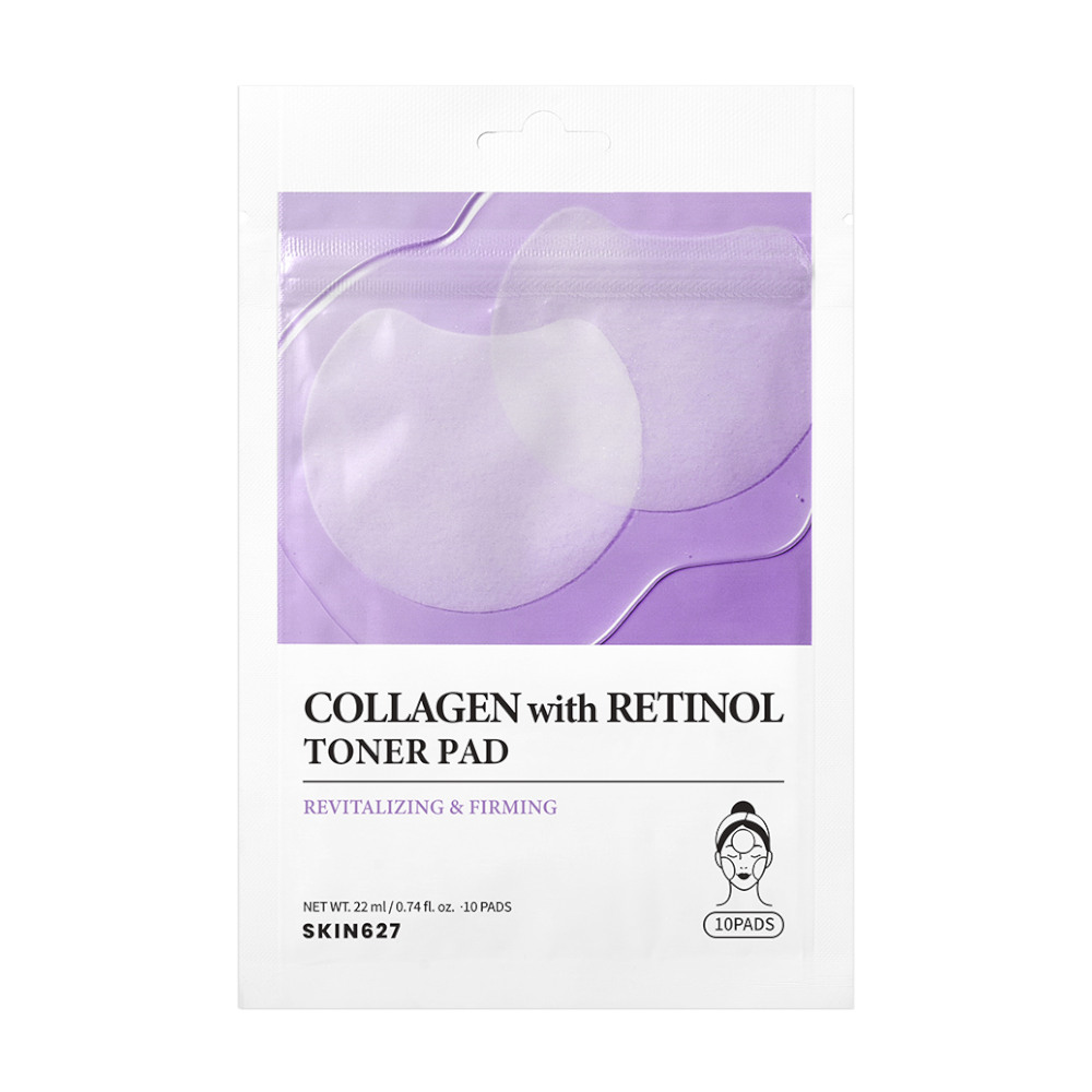 Skin627 Tonizujące Płatki Wygładzające z Kolagenem i Retinolem 10 Sztuk