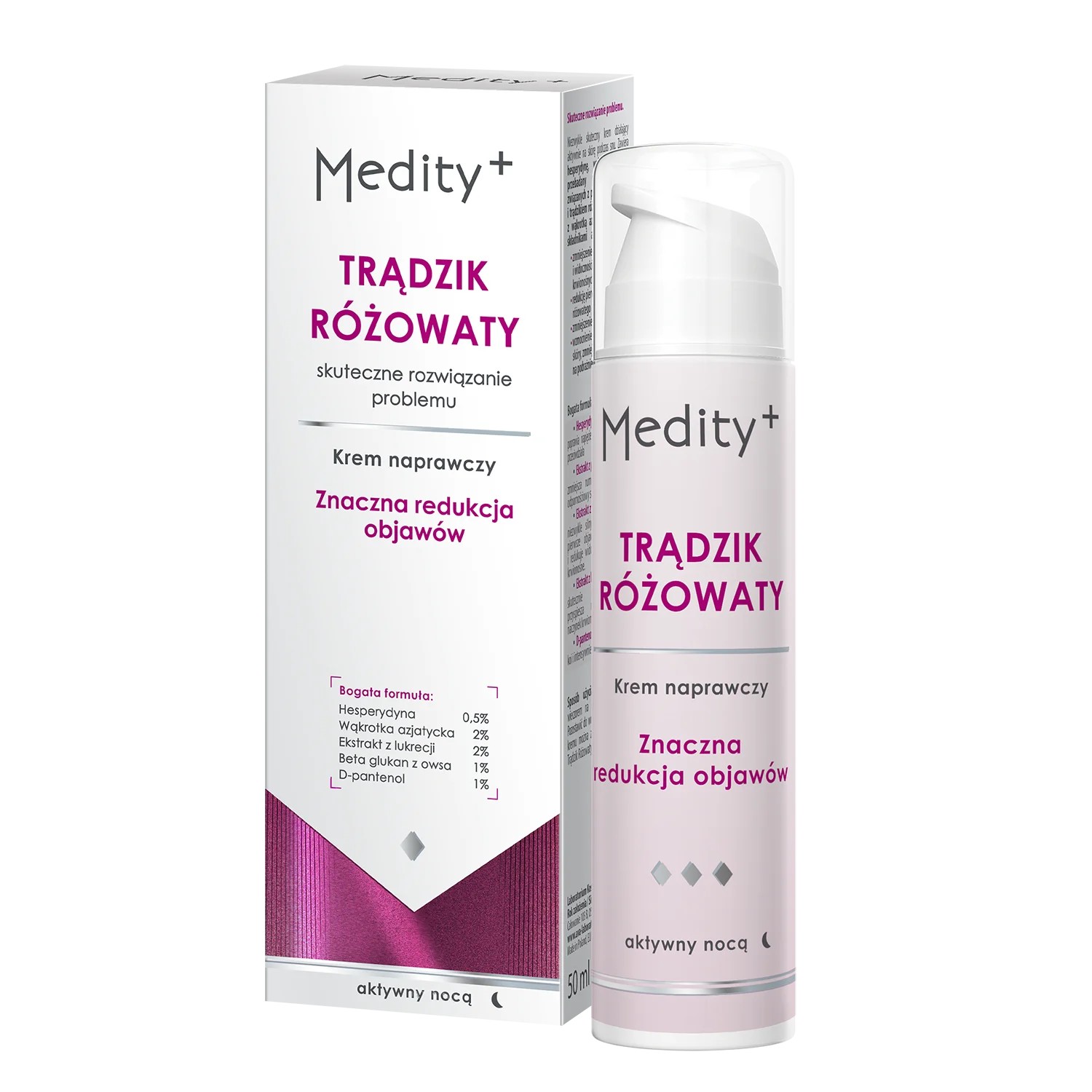 Medity+ Trądzik Różowaty Krem Naprawczy na Noc 50ml