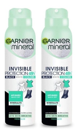 Mineral Antyperspirant Invisible Protection 48h Black White Colors Fresh Aloe